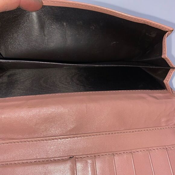 Authentic GUCCI GG Logo Leather Trim Long Clutch Wallet - Picture 5 of 9